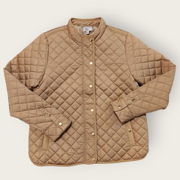 Kim Rogers Jackets & Blazers - Kim Rogers Jacket Women's M Tan Quilted Full Zip Snap NWT
